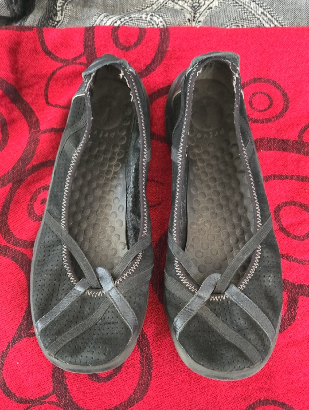 Privo Aria, Black breathable Suede Ballet Flat, Sporty Walking Shoes
